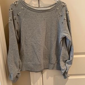 Stella & Dot Comfy  Gray  Embellished Sweatshirt